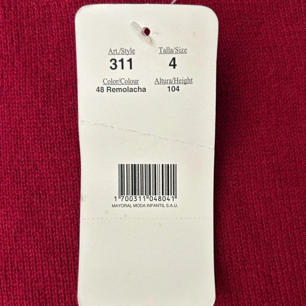 NWT Boys Mayoral Sweater in Cranberry Red/Navy trim Size 4. Round neck